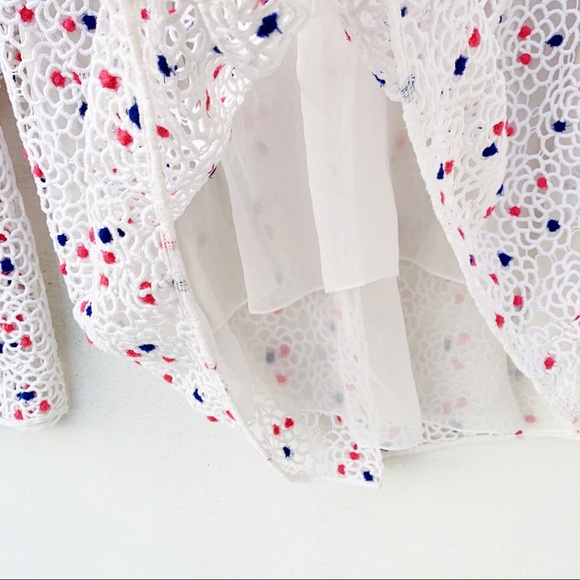 CHLOÉ Optic White Guipure Lace Cutout Blouse Sz 6 - Picture 6 of 13